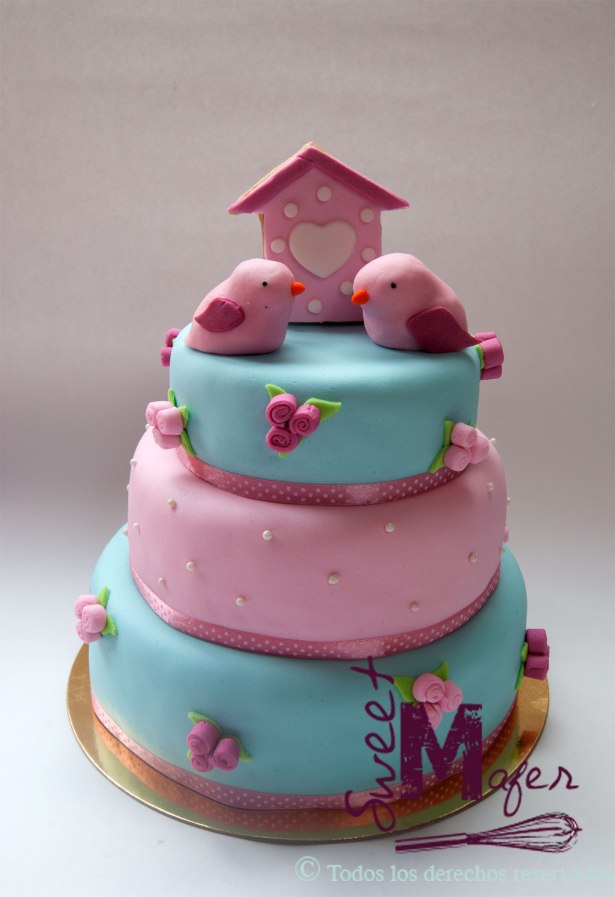 torta-bautizo-flores-y-pajaros