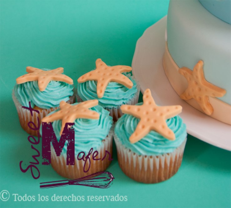 Cupcakes de estrellas de mar de sweet mafer