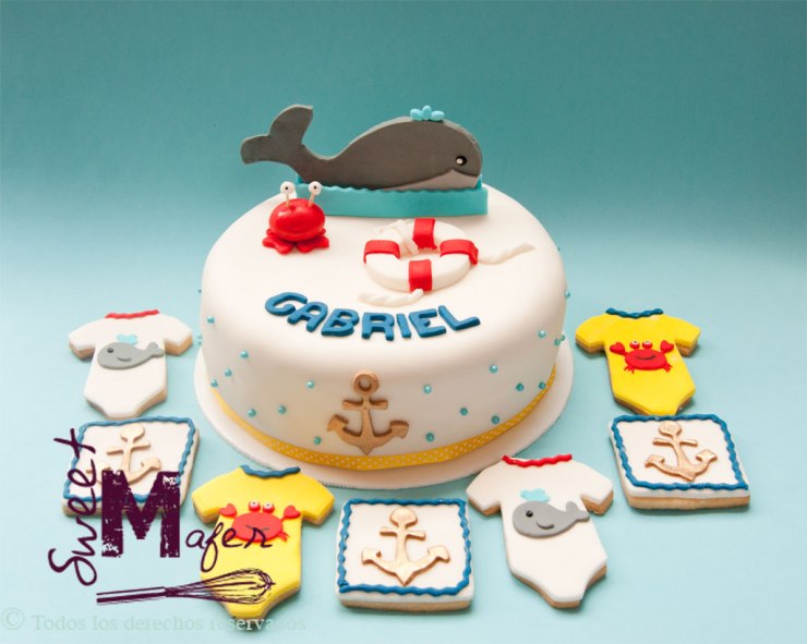 Set torta y galletas marinos
